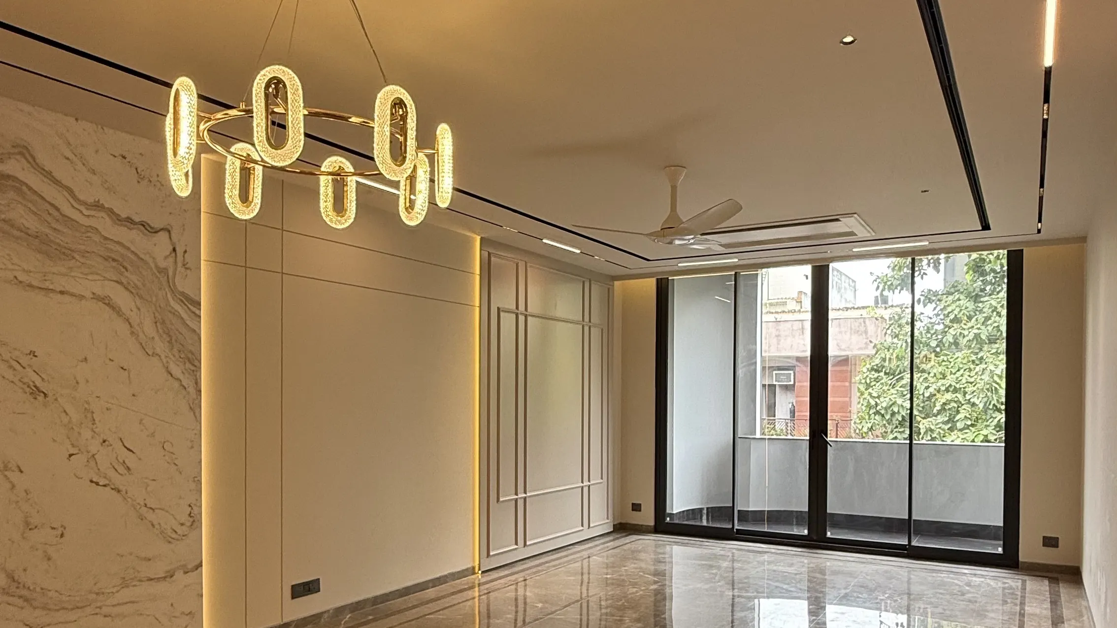 Premium builder floor in Gurgaon with balcony glazing and marble flooring