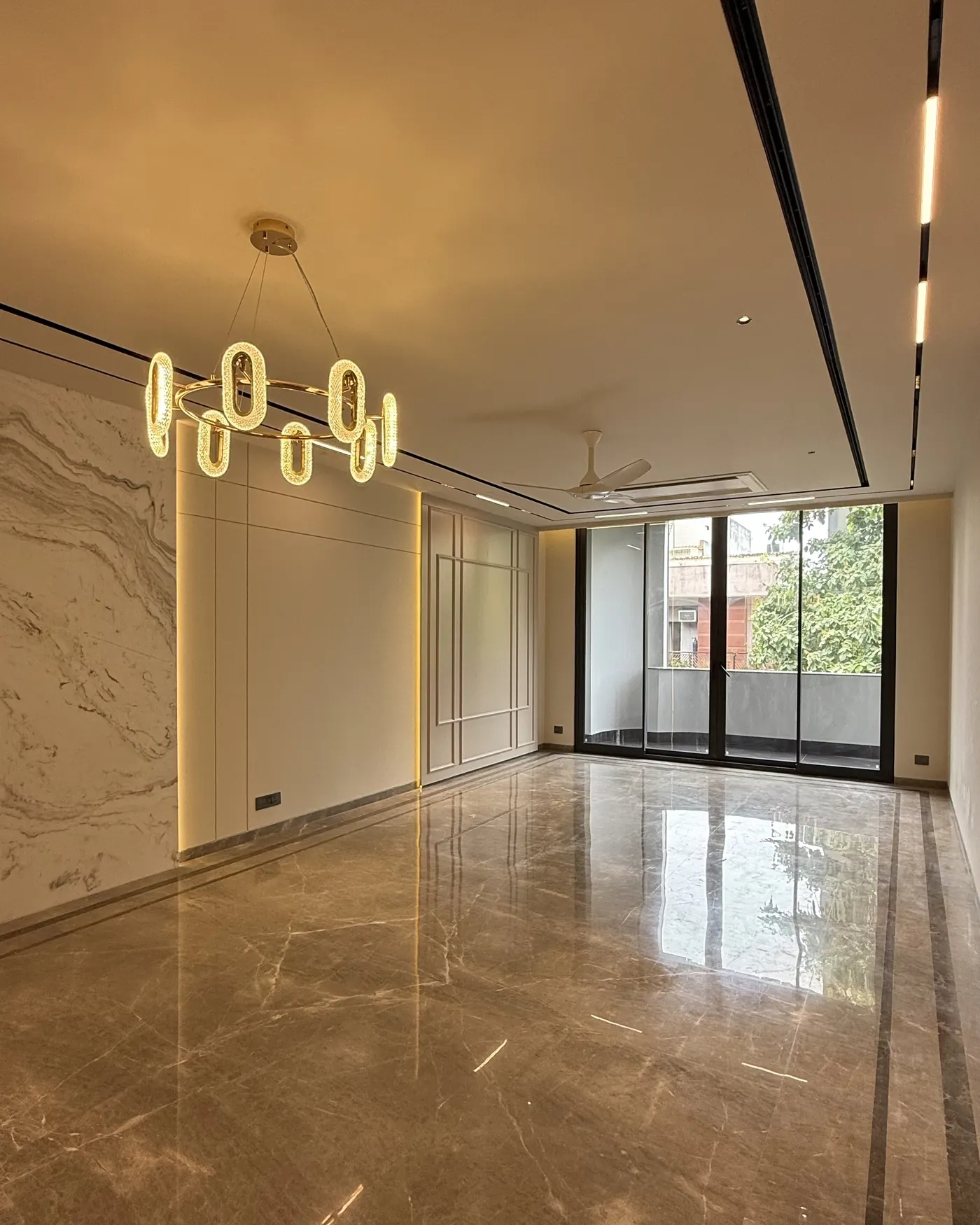 Premium builder floor in Gurgaon with balcony glazing and marble flooring