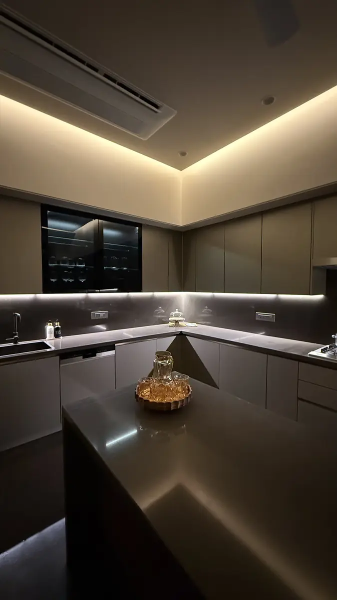 Stone kitchen counter detail in a luxury builder floor in Gurgaon