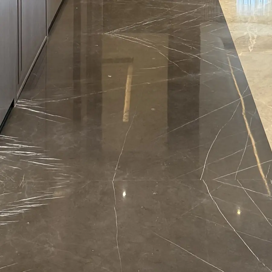 Polished stone flooring detail in a luxury builder floor in Gurgaon