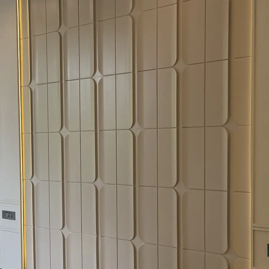Wall panelling detail in a premium builder floor in Gurgaon